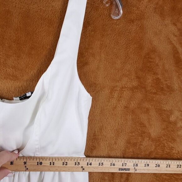 WEWOREWHAT Womens Dress Medium White Midi Charmeuse Corset Empire Minimalist - Picture 9 of 12